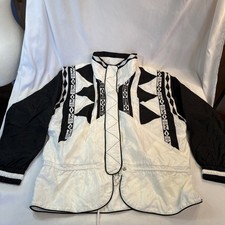 Vintage Lavon Jacket Womens Small Windbreaker Black White Zip And Snap 90's