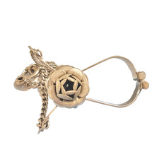 Vintage midcentury glove keeper, flower rose motif, Silver tone acc-
