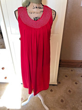 HUALILUA Ladies T Shirt Dress Size 10 Red Diamante Sleeveless Racer Back NEW