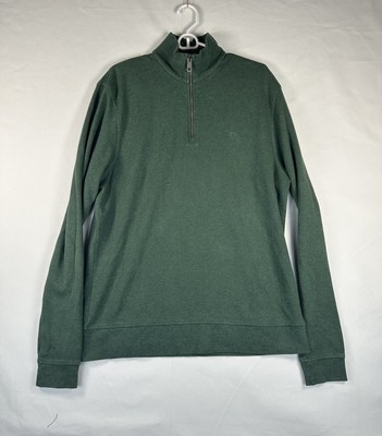 Burberry Brit Sweater Mens XL Green 1/4 Zip Cotton Long Sleeve