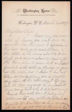 CIVIL WAR GEN B.F. KELLEY 4 PAGE SIGNED LTR to WIFE FROM D.C. MAR 20,1877
