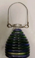 VTG Blue & Green Beehive Fly Wasp trap catcher hive shaped Glass wire hanger 9”