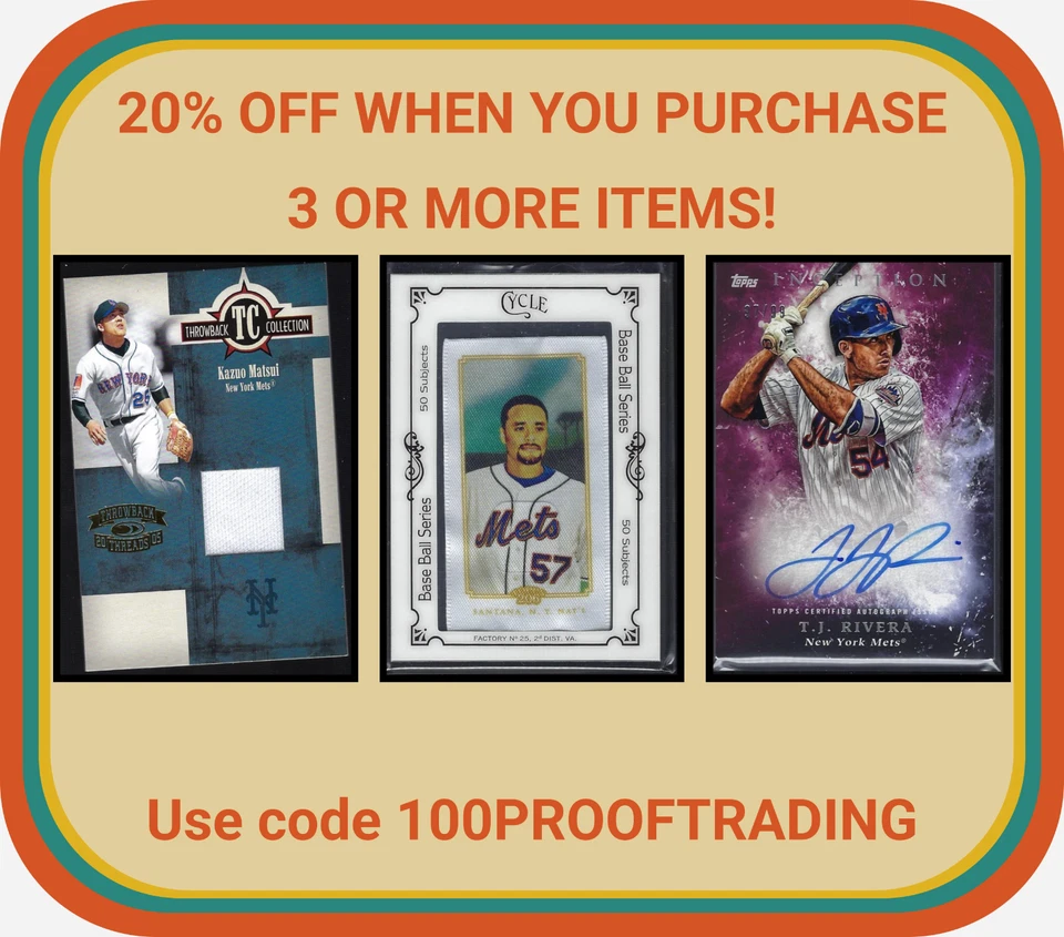 Lote de 3 unidades de los Mets de Nueva York — T.J. Rivera Topps Inception Auto + Ciclo Johan Santana T206/50 Foto 3 de 4