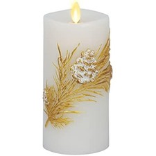 Luminara Embossed White Pinecone Flameless LED Candle Pillar (3" x 6.5") - with