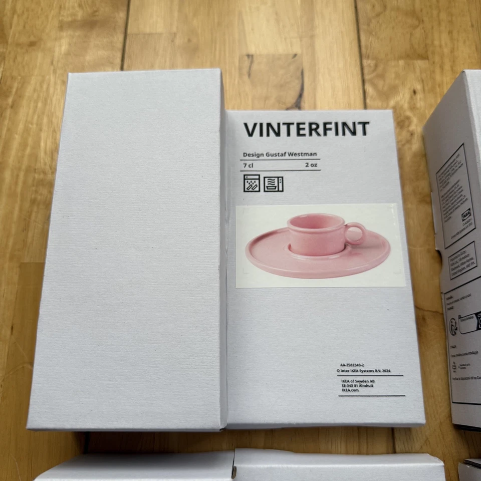 IKEA x Gustaf Westman Vinterfint a set of Pink&Green Cup & Saucer Porcelain x 4 - Image 3 of 4