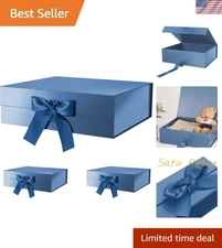 Elegant Extra Large Gift Box Set of 3 - Stylish Magnetic Closure in Glossy Blue