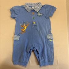 VTG Disney Winnie the Pooh Romper 3-6 Months Blue Tigger Baby 90s Rare