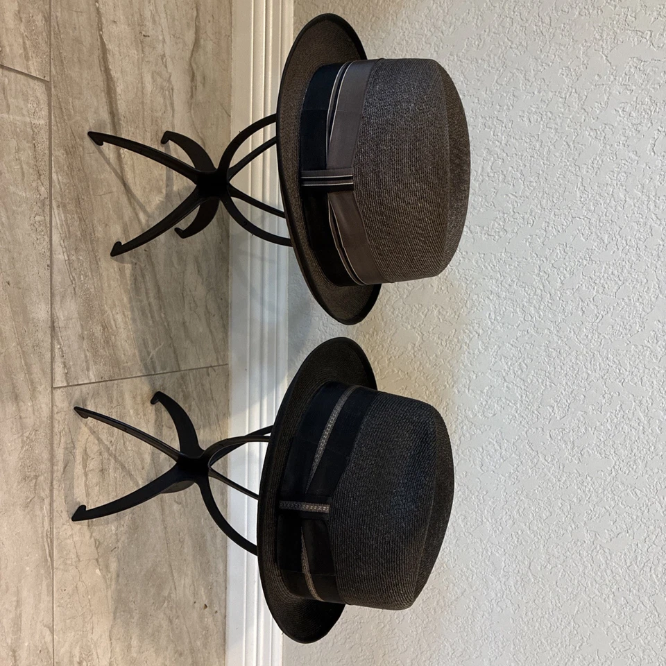 (2) Vintage Dobbs Milan Fifth Avenue Fedora Straw Hats Size 7 & the RARE Hat Box - Image 2 of 4