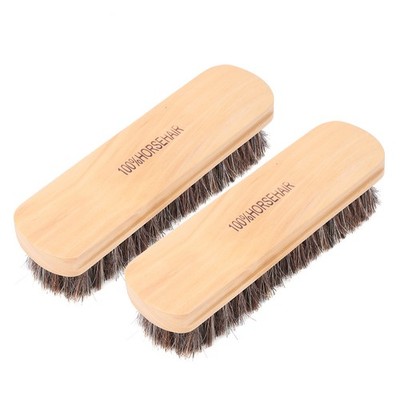 2pcs Type A Wooden Horsehair Shoe Brush Leather Care