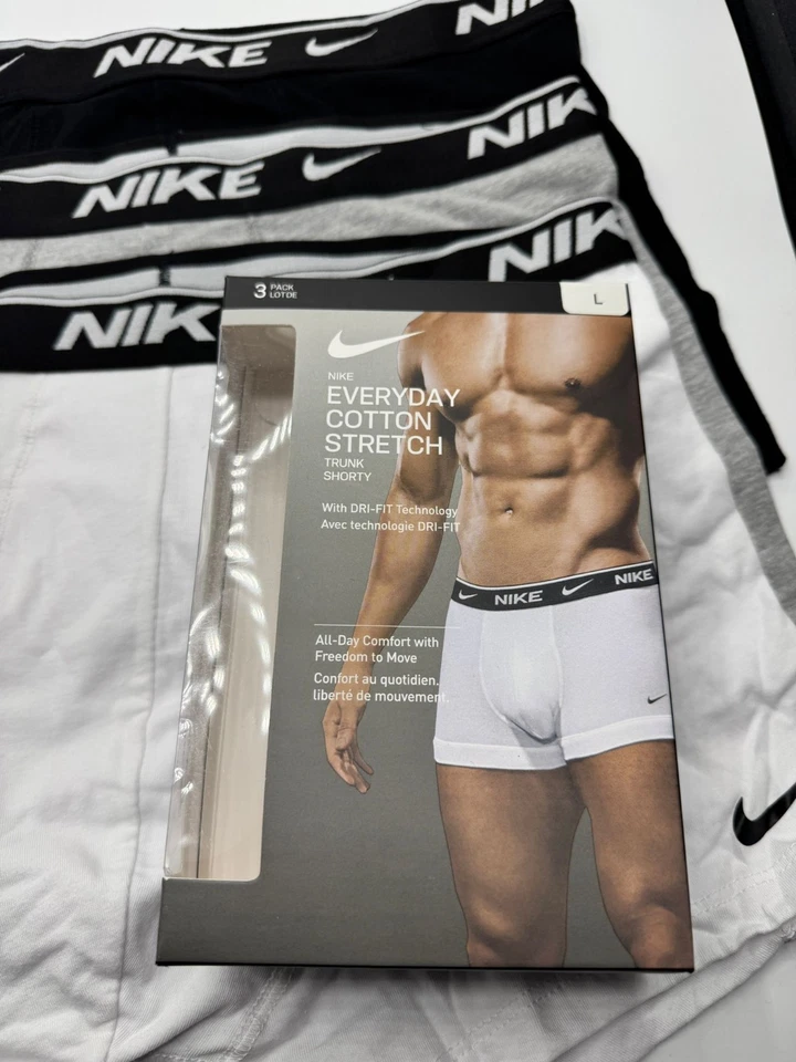 Paquete de 3 calzoncillos boxer negros elásticos de algodón para hombre Nike tallas M-XL Foto 3 de 4