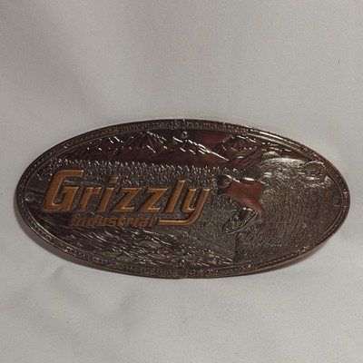Grizzly Industrial Fine Machinery Tool Cast Sign 9'' x 4.5'' Heavy Metal Sign Bear