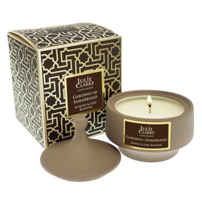 Julie Clarke Candles Handmade Irish Candle Jasmine & Lime Blossom Brown Jar