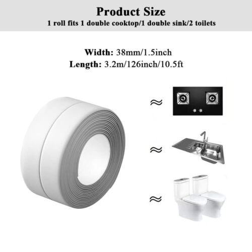 Nastro Striscia Sigillante 10,5FT PVC Autoadesivo per Cucina Parete Lavello WC - Foto 2 di 9