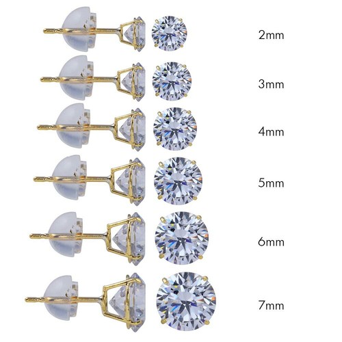 14 KARAT YELLOW GOLD STUD EARRINGS W/ 2 CARATS LAB CREATED DIAMONDS - Picture 2 of 2