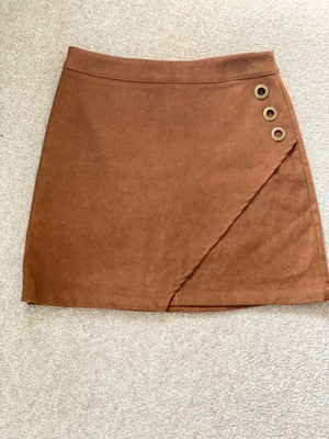 Shien Mini Skirt, Brown with side slit