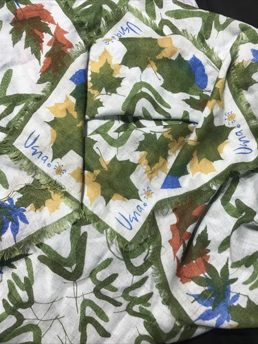 Bufanda de colección Vera otoño hoja de roble de arce 28"" cuadrada algodón deshilachado bordes emplumados como - Imagen 2 de 7