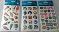 Lot of 3 SandyLion Puffy Ice Cream - Animals -Sayings - Scrapbooking Stickers