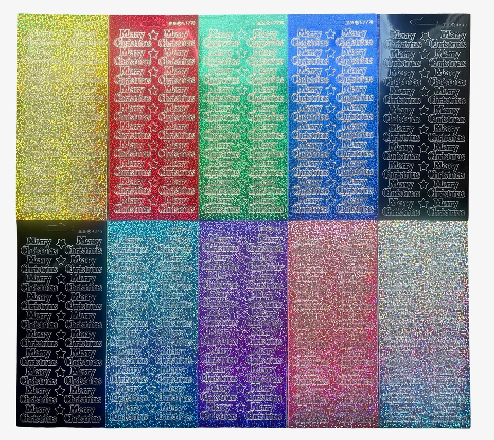 Diamond Sparkle Merry Christmas Peel Off Sticker Card Making Craft Stickers