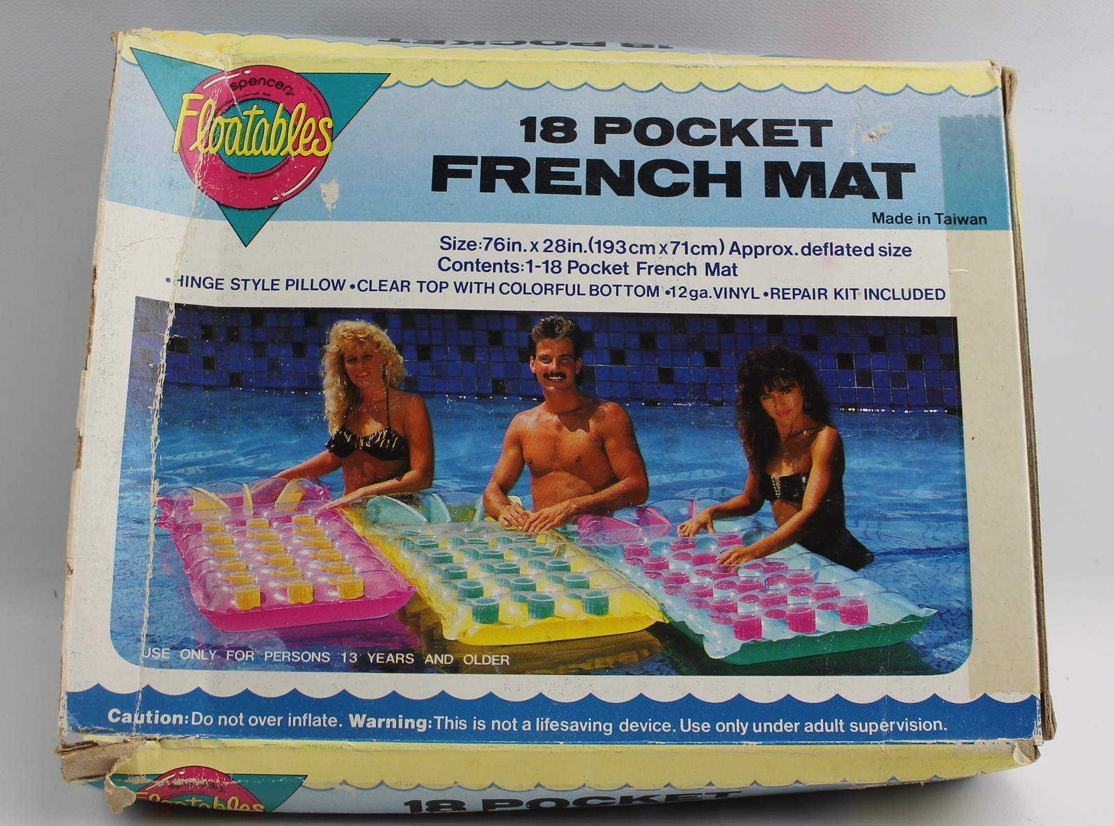 Piscina inflable flotador 18 bolsillos alfombra francesa vintage verde menta