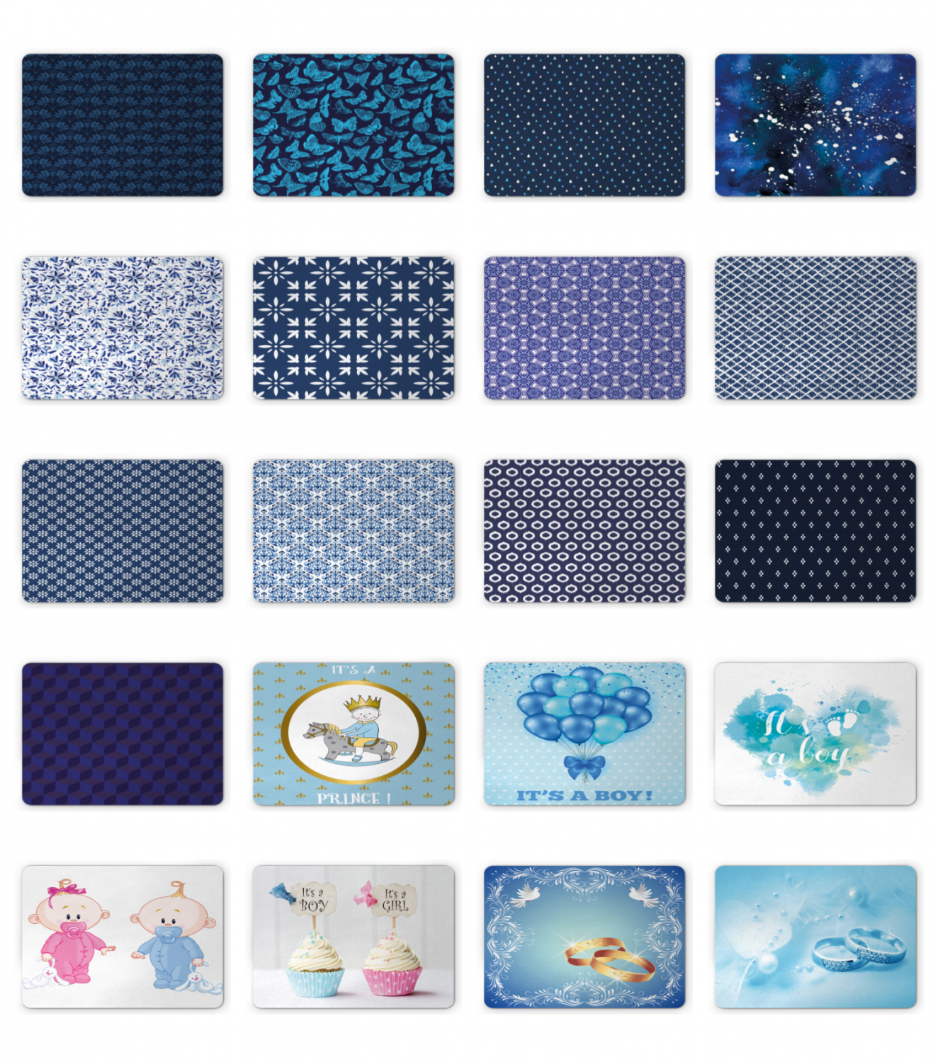 Ambesonne Blue Pattern Mousepad Rectangle Non-Slip Rubber