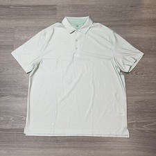 Hickey Freeman Shirt Mens 2XL Short Sleeve Green Stripe Performance Golf Polo