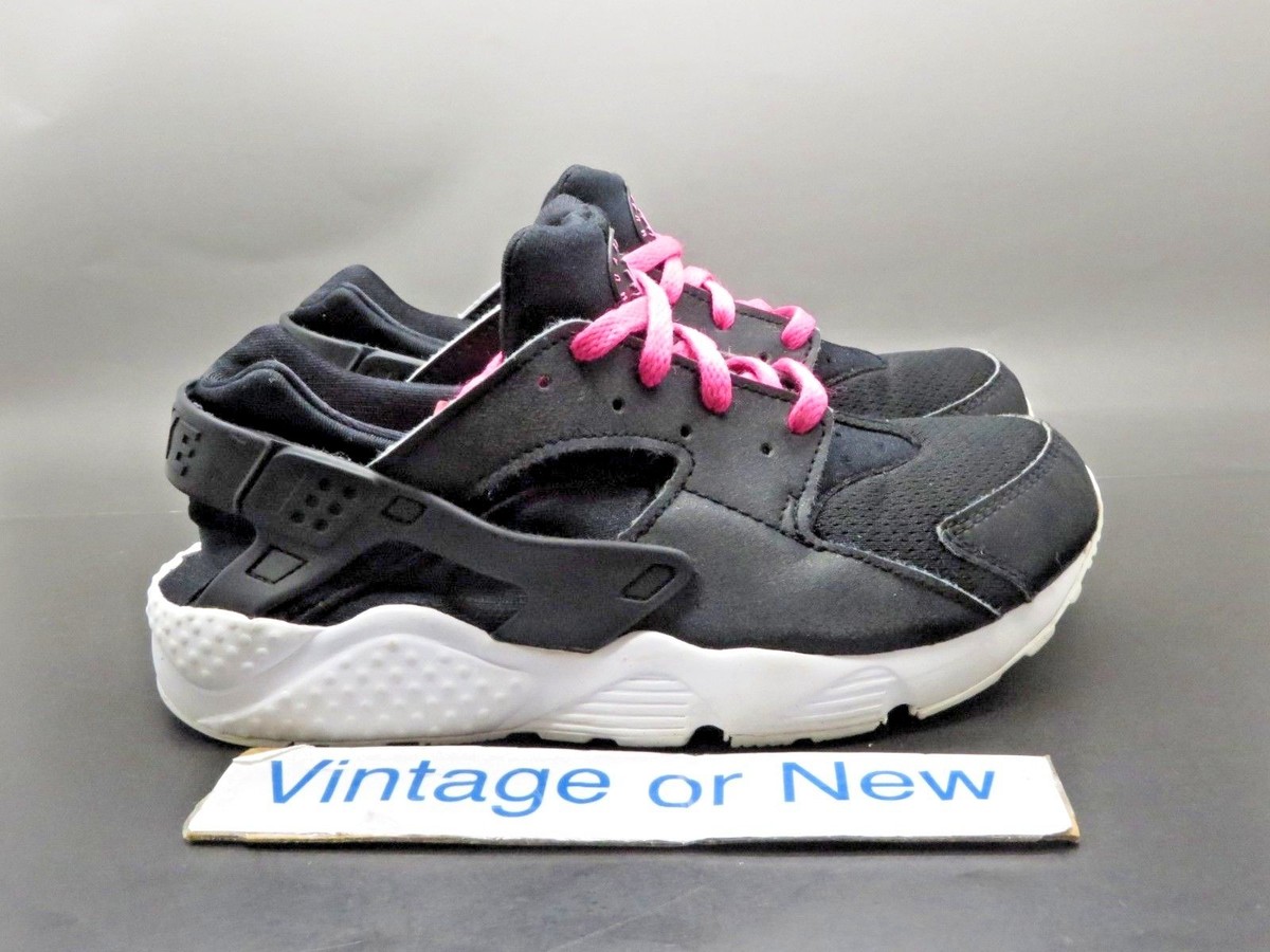 Girls Nike Air Huarache Run Black Pink Blast GS Preschool 704951-007 sz 2Y