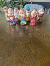 Walt Disney Seven Dwarfs Figurines Squeaky Rubber Bath Toys 5.5" Set