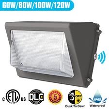 80W 100W 120W LED Wall Pack Light Dusk-to-Dawn Outdoor Security Lighting 5000K
