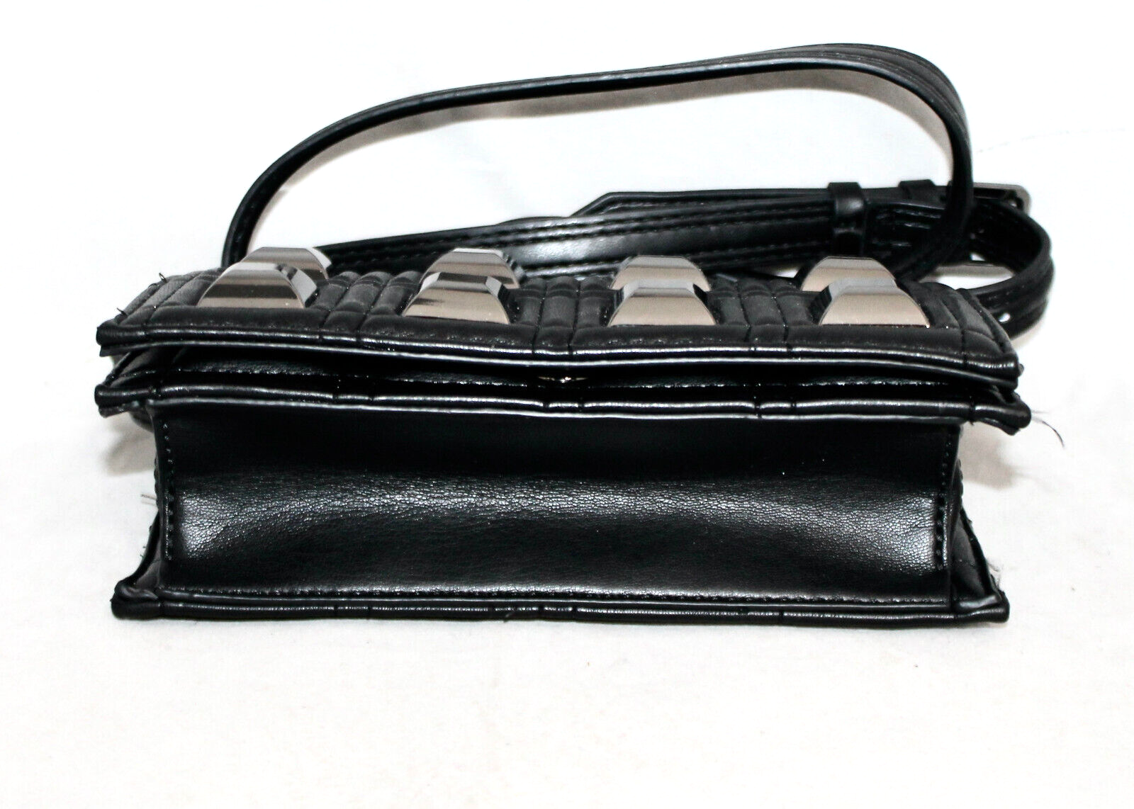 NEW ZARA Small Studded Quilted Black Faux Leather Flap Crossbody Bag eBay