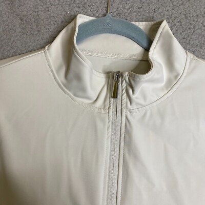 JP Morgan Private Bank 1/4 Zip Women Small White Gray JP Morgan Private Bank 1/4 Zip Women Small White Gray