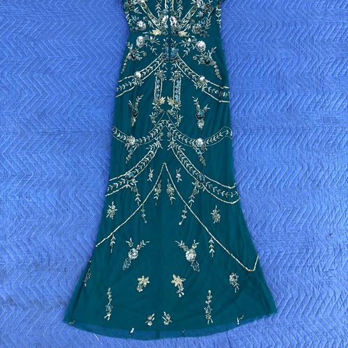 Aidan Mattox Floral Long Party Beaded Evening Womens Dress Gown - Picture 9 of 10