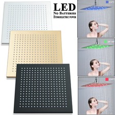 LED Rain Shower Head High pressure Large Square Rainfall Overhead Sprayer Brass