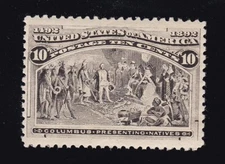 US 237 10c Columbian Exposition Unused VF+ OG H SCV $100 (BB5)
