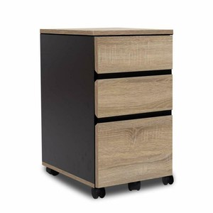 Bestier Wooden Storage Cabinet With Wheel Casters With Three