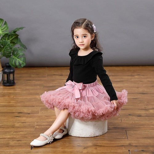 Skirts Solid Fluffy Tulle Princess Ball Gown Kids Ballet Party Performance Dress - Picture 4 of 39