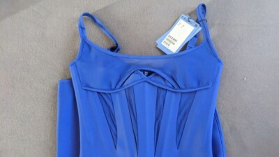 Mugler x H&M Blau Minikleid Kleid im korsagenstil