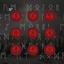 Viking Rune Patch Symbol Shield Embroidered Iron-on DIY Applique Clothing Nordic