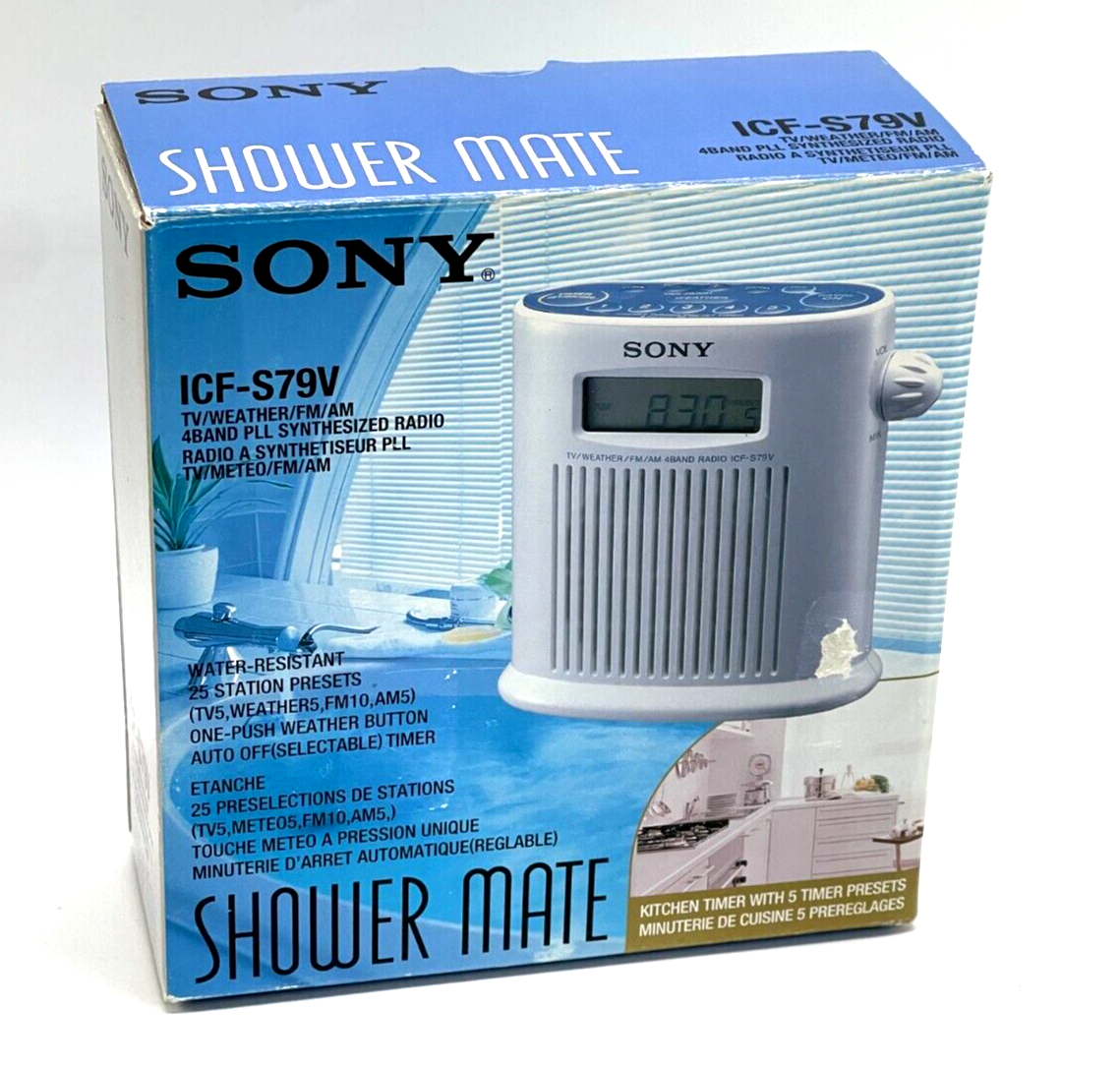 Sony Shower Mate FM/AM 4 Band Radio TV Weather ICFS79V Open Box