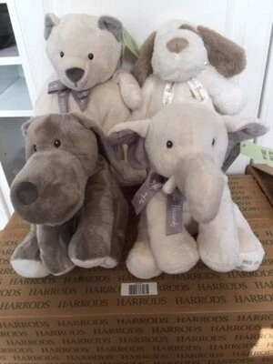 Conejo Harrods 'My First Harrods' - Elefante - Oso - Cachorro Blanco o Gris - Nuevo con etiquetas