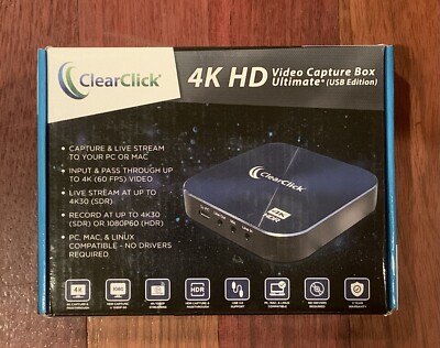 ClearClick 4K HD Video Capture Box Ultimate (USB Edition) Record & Live Stream 