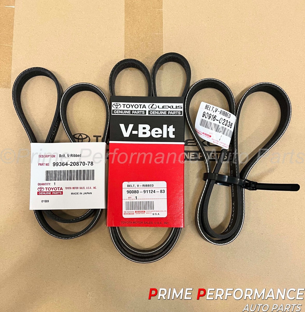 べるり Toyota Tacoma 1998-2004 4-Cyl. 2.4L 2RZ-FE Genuine Drive Belt Set