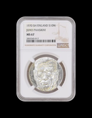 FINLAND. 1970, 10 Markkaa, Silver - NGC MS67 - Juho