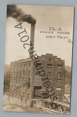 Y&O Railroad Power House WEST POINT Ohio RPPC Antique Plant Factory Coal Photo