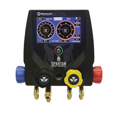 Mastercool 99943-BT-2 4-Valve SPARTAN Smart Digital Manifold, Clamps