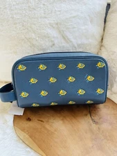NWT Coach Small Travel Kit With Fish Print CU139 Denim Multi Leather