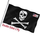 Pirate Jolly Roger Skull Flag 3x5 Double Sided Skull Bones Flag for Outside H.