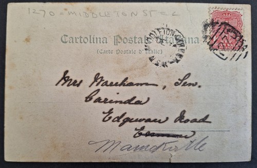 c. 1903 Australia NSW Postcard-Strada Nuova View 1d stamp cd Middleton St - Picture 3 of 3