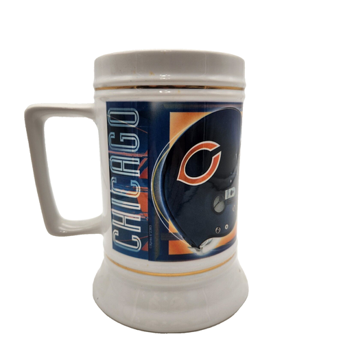 Chicago Bears Beer Stein Mug Official NFL 2002-2004 Gold Trim Football Vintage