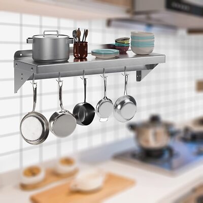 Wall Mounted Pot Pan Rack Shelf Kitchen Organizer Rack
