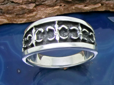 Fleur de Lys Ring 925 Sterling Silber Ring massiv Gr. 65 franz. Lilie